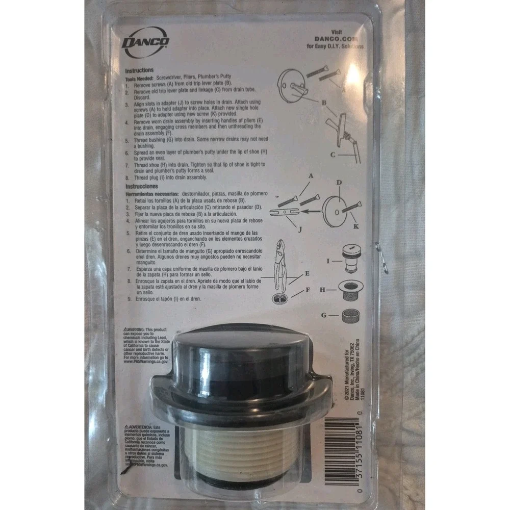 89393 Danco 2.75-in ‎ MATTE BLACK Foot Lock Trim Kit Touch Toe Stopper Kit